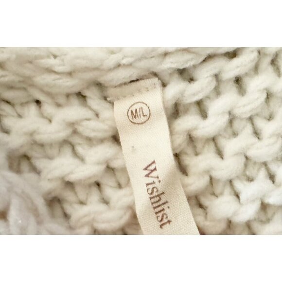 WISHLIST Handmade Pom Pom Cardigan Sweater Cream Off White Size Med - Picture 7 of 8